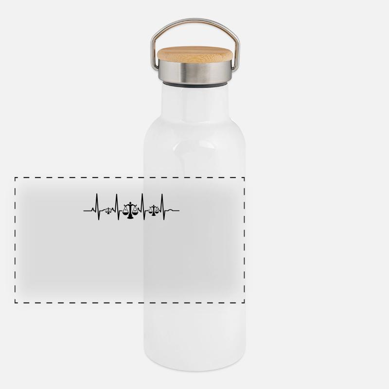 Herzschlag ekg herz human evolution anwalt justiz Panorama Thermosflasche mit Bambusdeckel