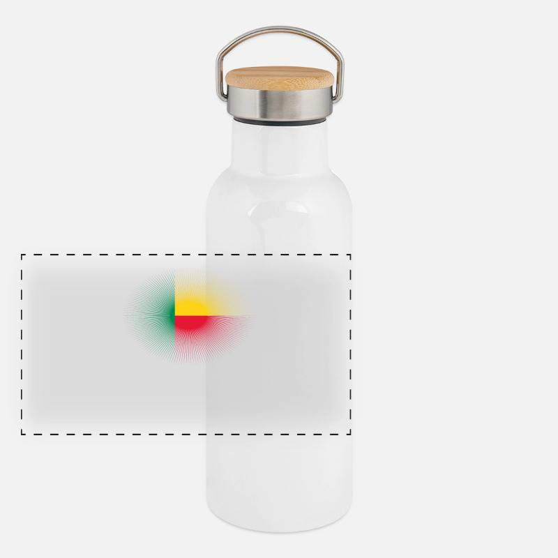 Heimatliebe heimat sonne schein flagge stolz Benin Panorama Thermosflasche mit Bambusdeckel