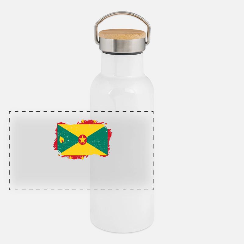 Roots patrie de drapeau Grenade Png Gourde isotherme avec bouchon en bambou