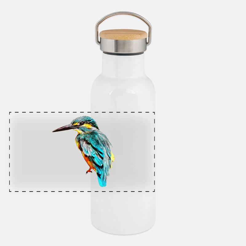 gxp oiseau de glace kingfisher vector art Gourde isotherme avec bouchon en bambou