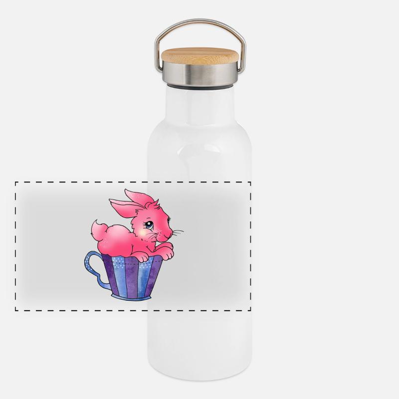 Spreadshirt Lapin de Pâques en cup2 Gourde isotherme avec bouchon en bambou