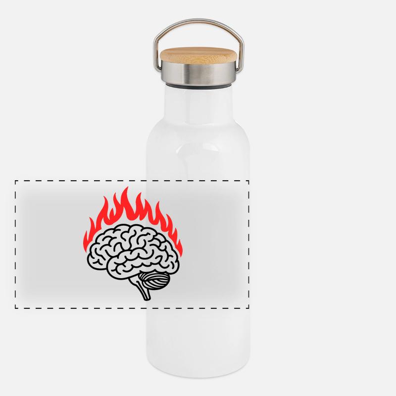 Overthinking - Funny Introvert Quote Panorama Thermosflasche mit Bambusdeckel