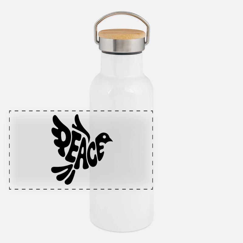 Friedenstaube - Cooles Religionsdesign Panorama Thermosflasche mit Bambusdeckel