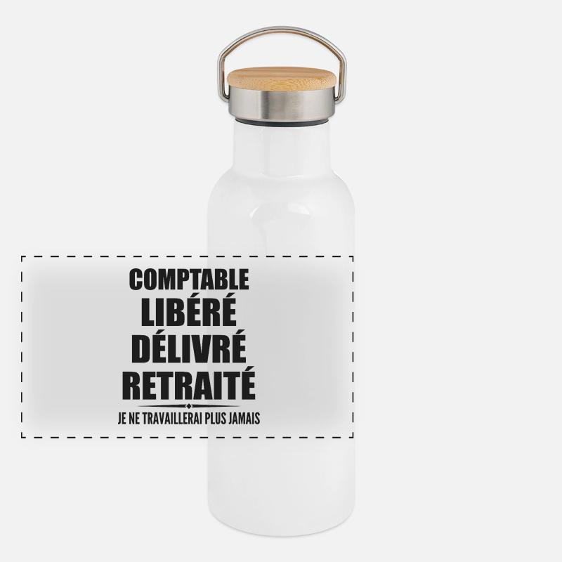 Buchhalter feiert Ruhestand mit Humor Geschenk Panorama Thermosflasche mit Bambusdeckel