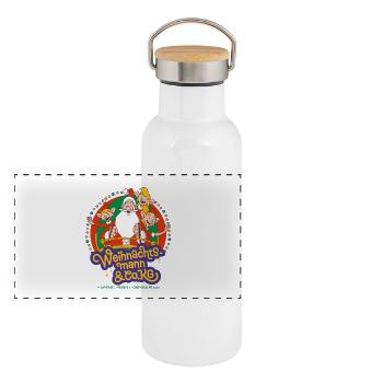 Weihnachtsmann & Co. KG Motiv Mit Schlitten - Panorama Thermosflasche mit Bambusdeckel - Weiß - Vorne