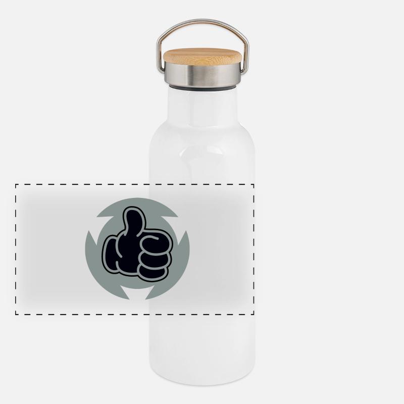 Daumen Hoch Panorama Thermosflasche mit Bambusdeckel