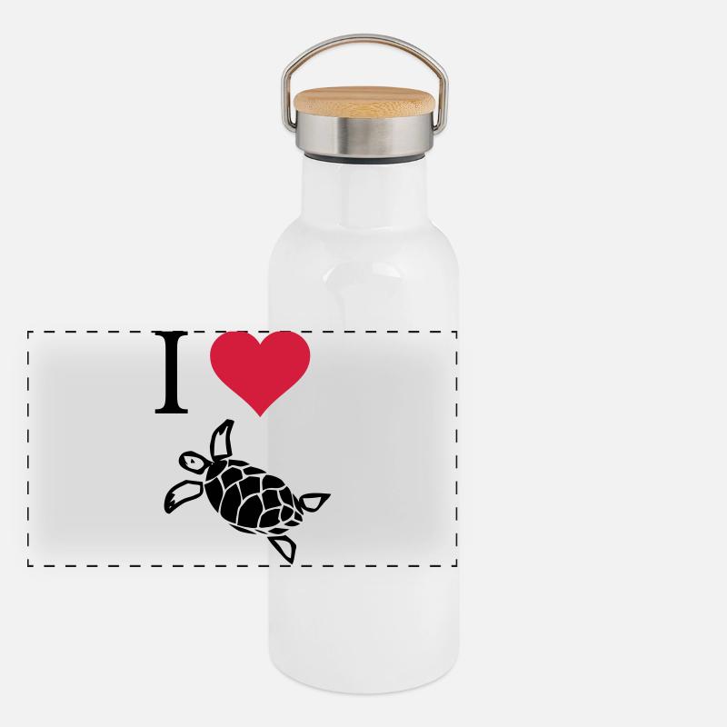 J'adore les tortues Gourde isotherme avec bouchon en bambou