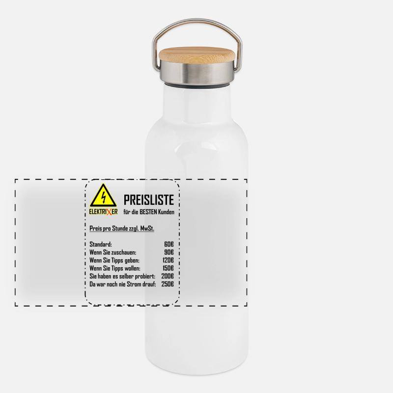 ElektriXer Preisliste (schwarz) Panorama Thermosflasche mit Bambusdeckel