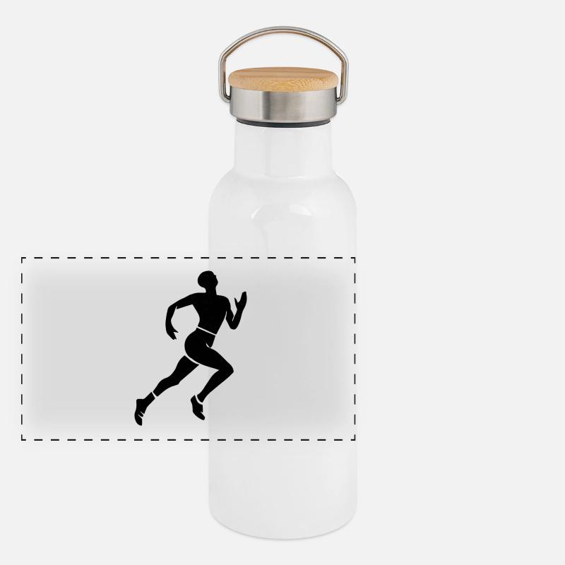 Leichtathletik Panorama Thermosflasche mit Bambusdeckel