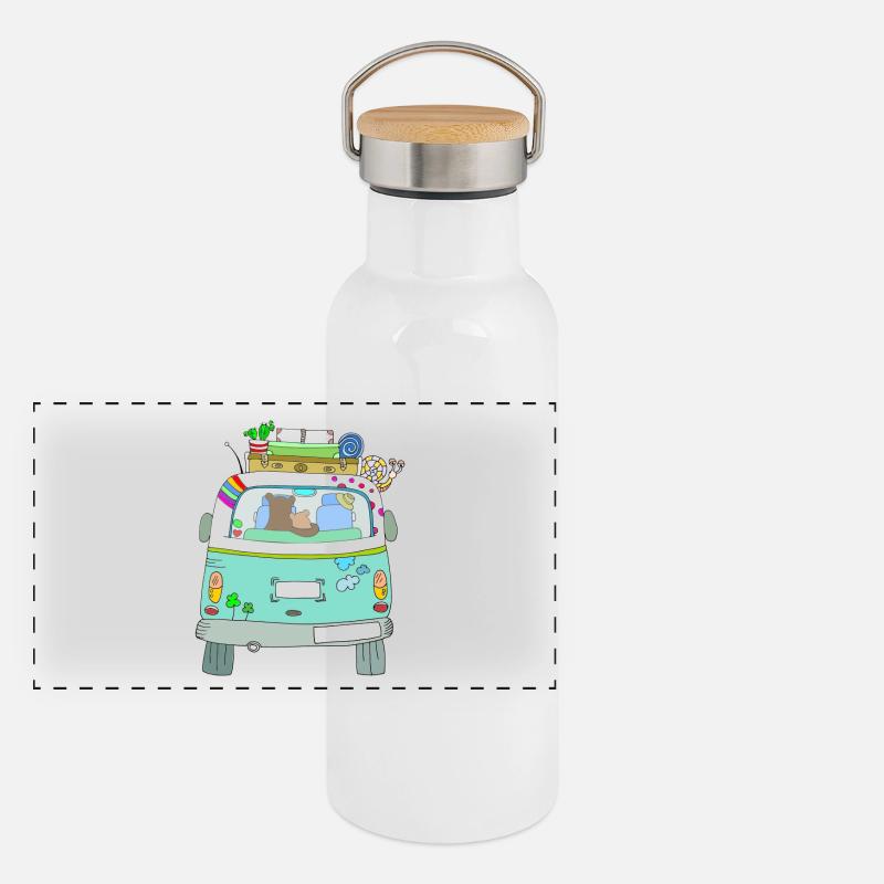 Road Trip Car Packed Adventures Panoramic Thermal Bottle with Bamboo Lid