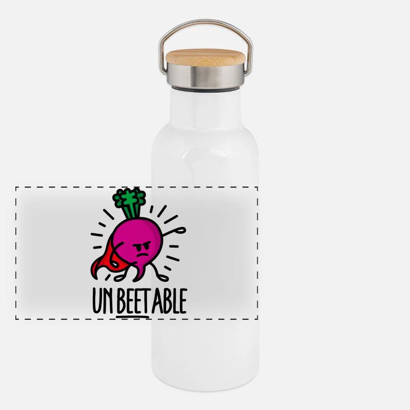 Unbeetable / unbeatable beet betterave imbattable Gourde isotherme avec bouchon en bambou