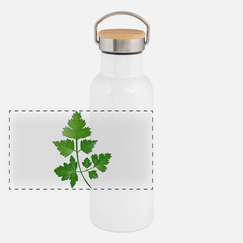 hand drawn parsley branch Panoramic Thermal Bottle with Bamboo Lid
