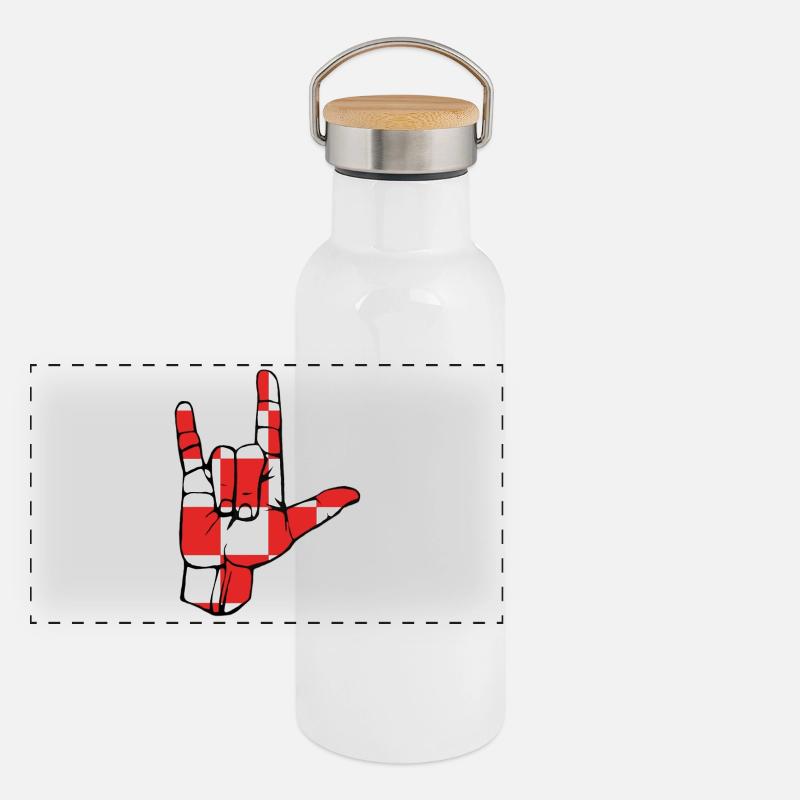Ich liebe dich-zeichen Brabant Panorama Thermosflasche mit Bambusdeckel