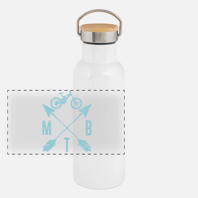 Monogramme des flèches de vélo VTT Crest Gourde isotherme avec bouchon en bambou