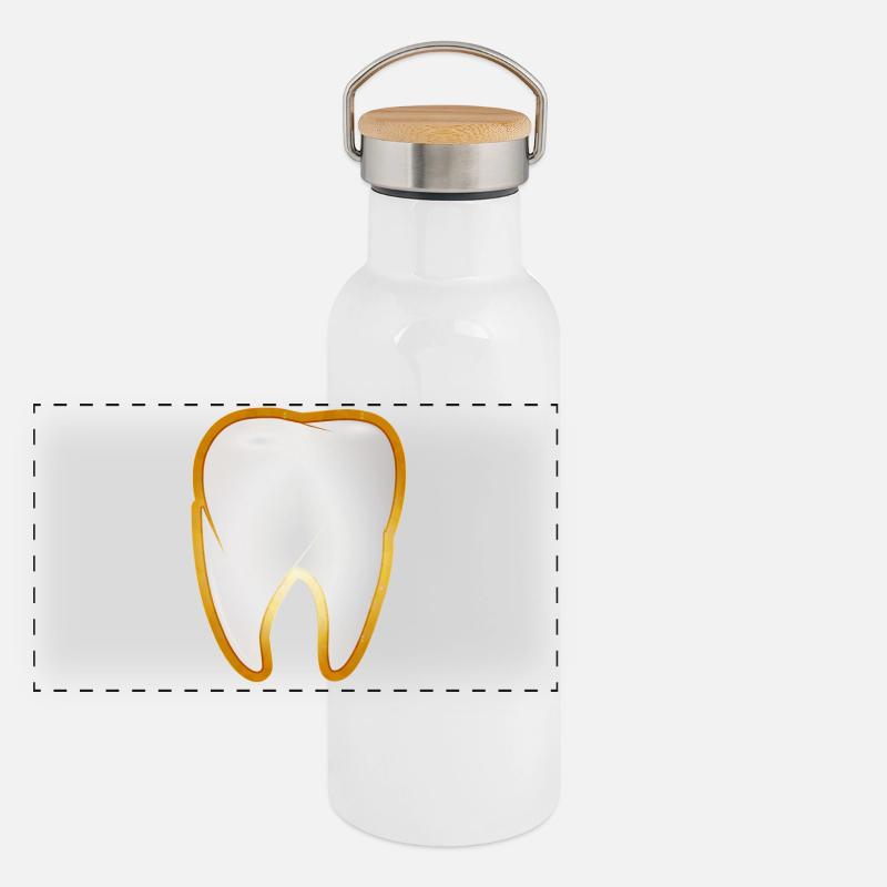 Une dent dans le cadre doré style de dent d’or Gourde isotherme avec bouchon en bambou