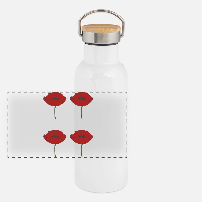coquelicot Gourde isotherme avec bouchon en bambou