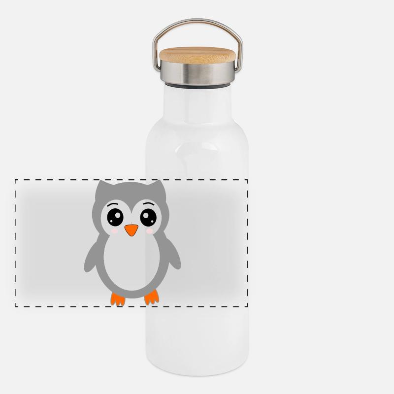 Hibou lapone Gourde isotherme avec bouchon en bambou