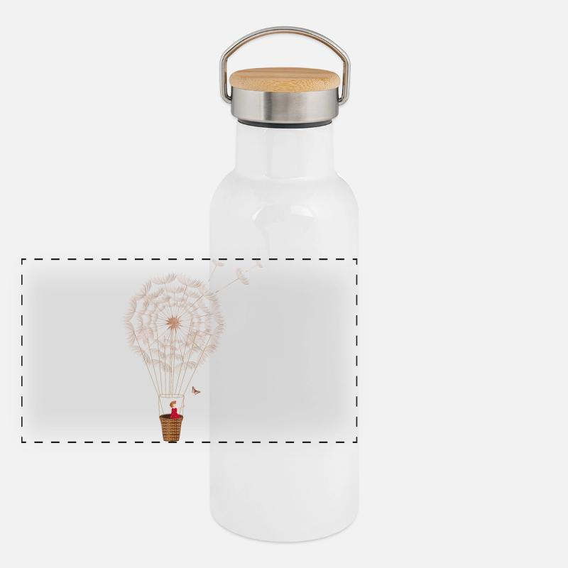 fanciful dandelion balloon Panoramic Thermal Bottle with Bamboo Lid