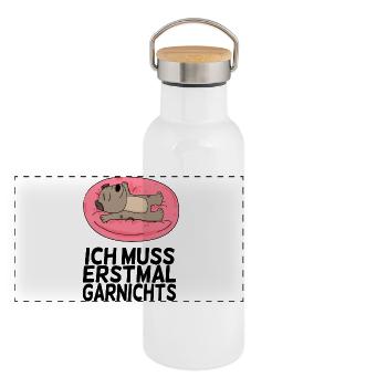 Lustiger Spruch lustige Sprüche - Panorama Thermosflasche mit Bambusdeckel - Weiß - Vorne
