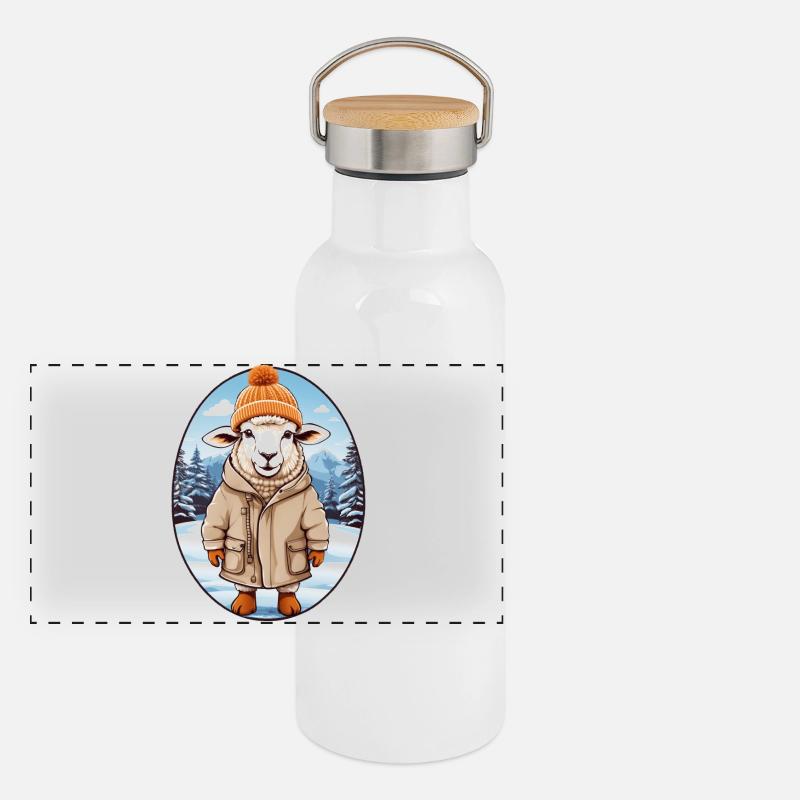 Mouton câlin doux Gourde isotherme avec bouchon en bambou