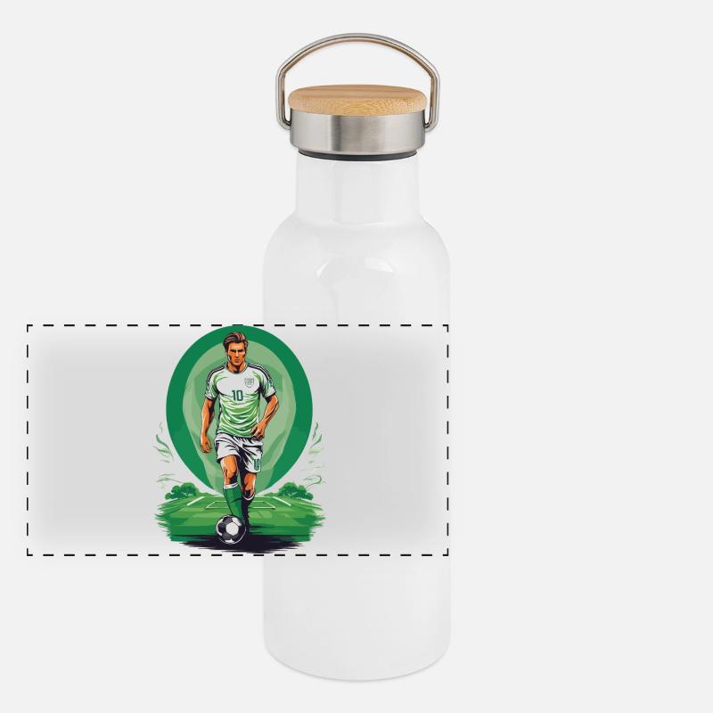 Fußballspier Panorama Thermosflasche mit Bambusdeckel