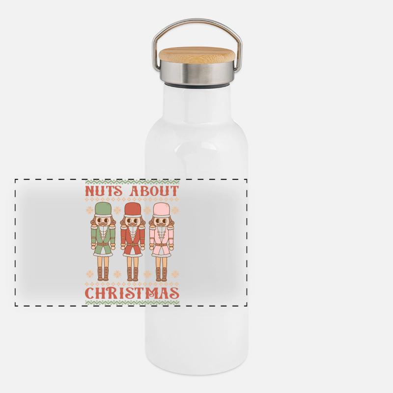 Hässlicher Weihnachtspullover Panorama Thermosflasche mit Bambusdeckel