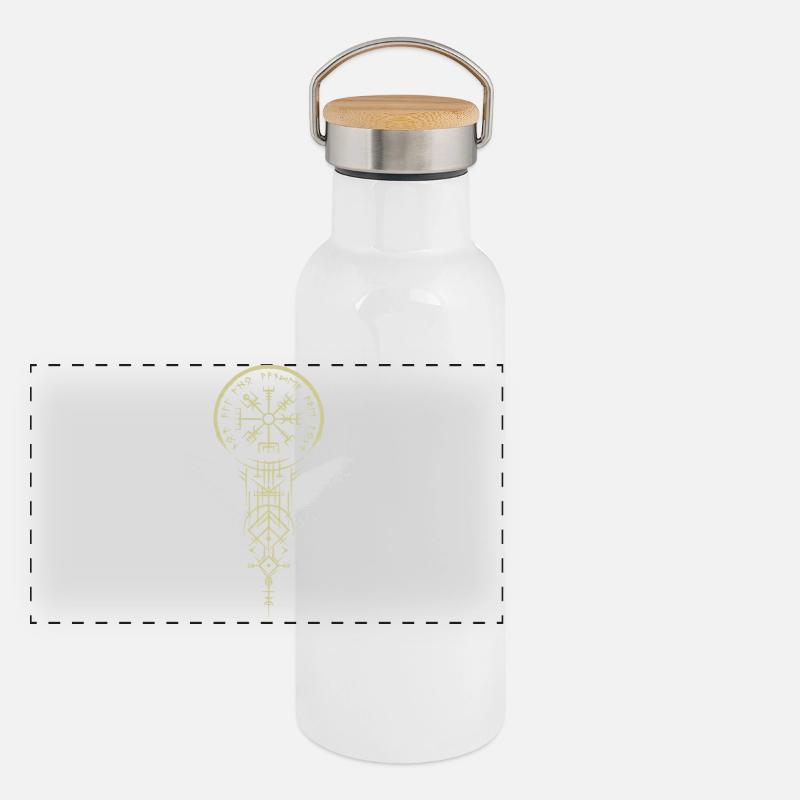 Wikinger - Vegvísir - Rabe - Kompass - Runen Panorama Thermosflasche mit Bambusdeckel