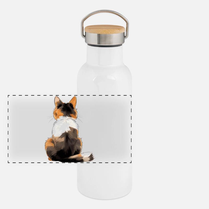 Chat Bobtail japonais Gourde isotherme avec bouchon en bambou