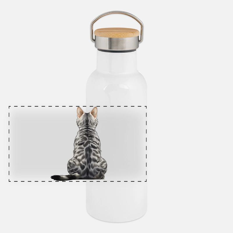 Chat Mau égyptien Gourde isotherme avec bouchon en bambou
