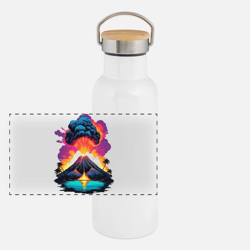 Éruption volcanique Gourde isotherme avec bouchon en bambou