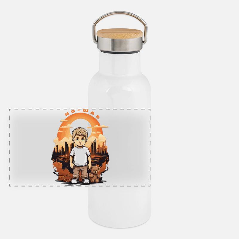 Pas de guerre ! Gourde isotherme avec bouchon en bambou