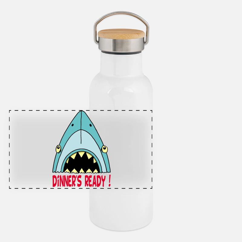 Requin qui a faim Gourde isotherme avec bouchon en bambou