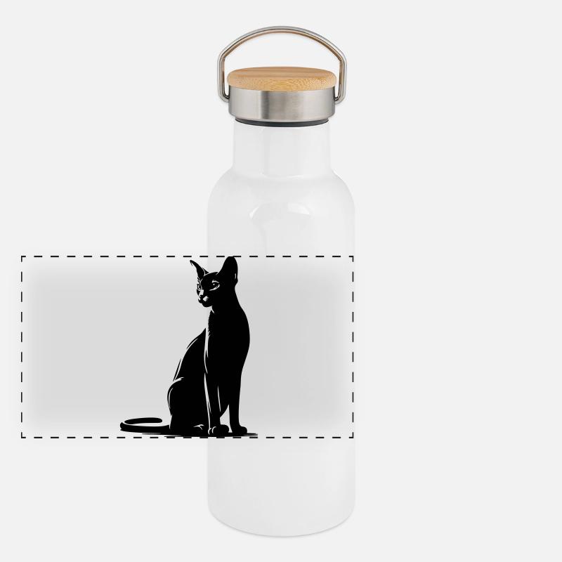 Abyssinian Cat - Panoramic Thermal Bottle with Bamboo Lid - white