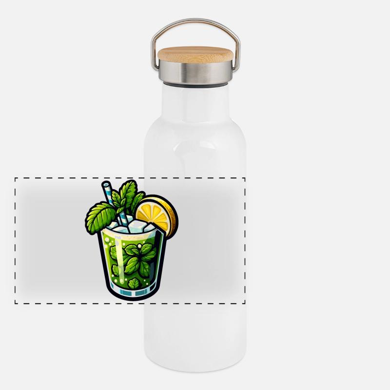Mojito Cocktail Rhum Citron Vert Menthe Gourde isotherme avec bouchon en bambou