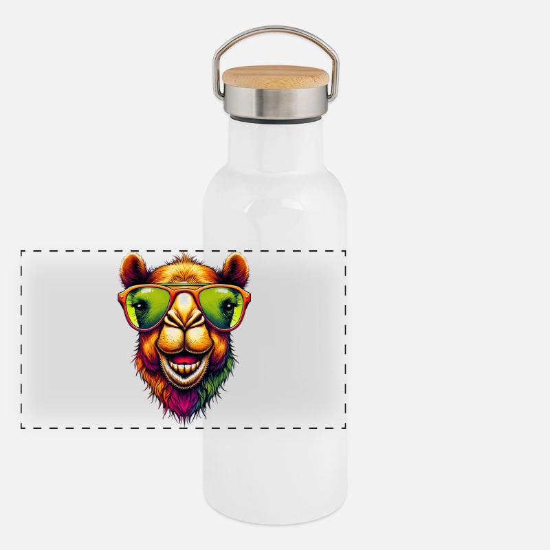 Kamel Panorama Thermosflasche mit Bambusdeckel