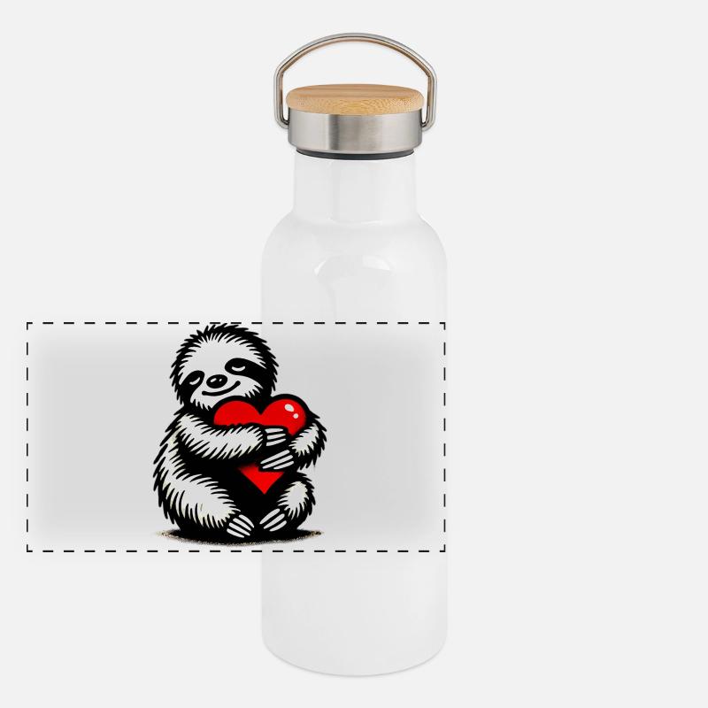 Faultier Panorama Thermosflasche mit Bambusdeckel