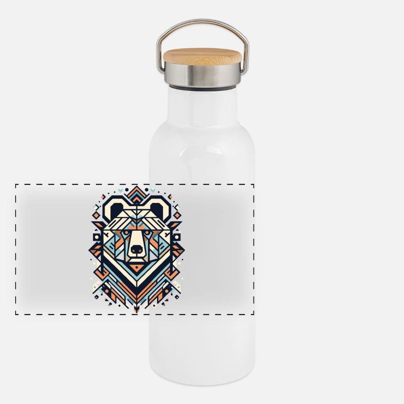 Abstrait Animal Bear 2 Gourde isotherme avec bouchon en bambou
