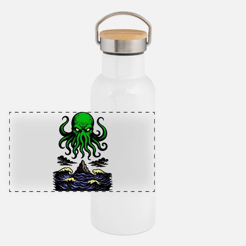 Cthulhu Rétro 2 Gourde isotherme avec bouchon en bambou