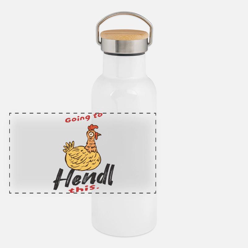 Playful chicken with humor Panoramic Thermal Bottle with Bamboo Lid