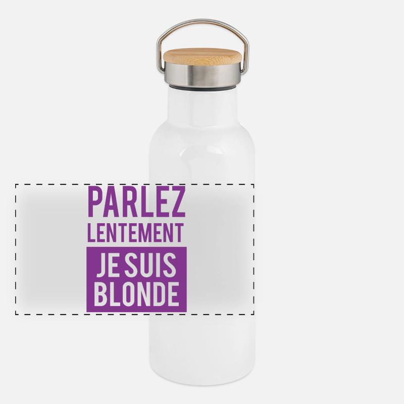 Message de foi en typographie moderne Gourde isotherme avec bouchon en bambou