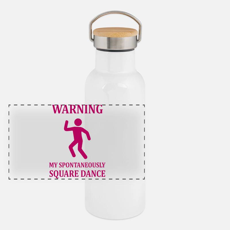 Warning Square Dance Panorama Thermosflasche mit Bambusdeckel