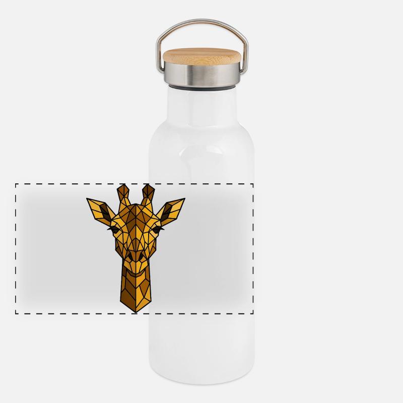 Geometric Giraffe Illustration Panoramic Thermal Bottle with Bamboo Lid