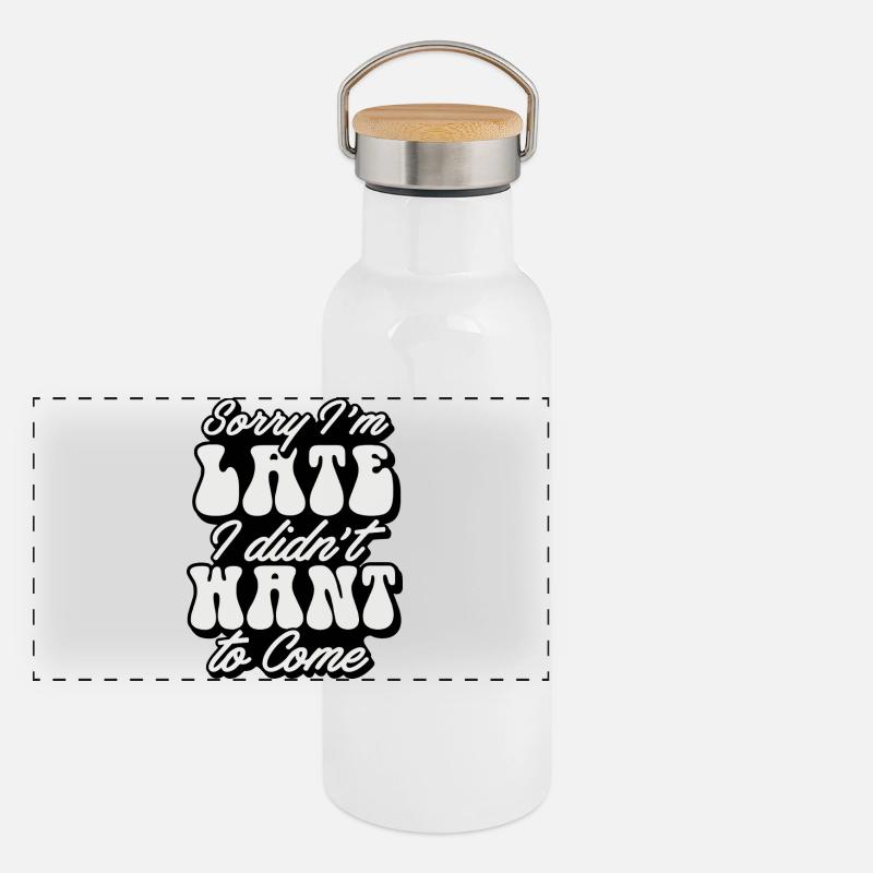 Ironic text design for disarmed humor Panoramic Thermal Bottle with Bamboo Lid