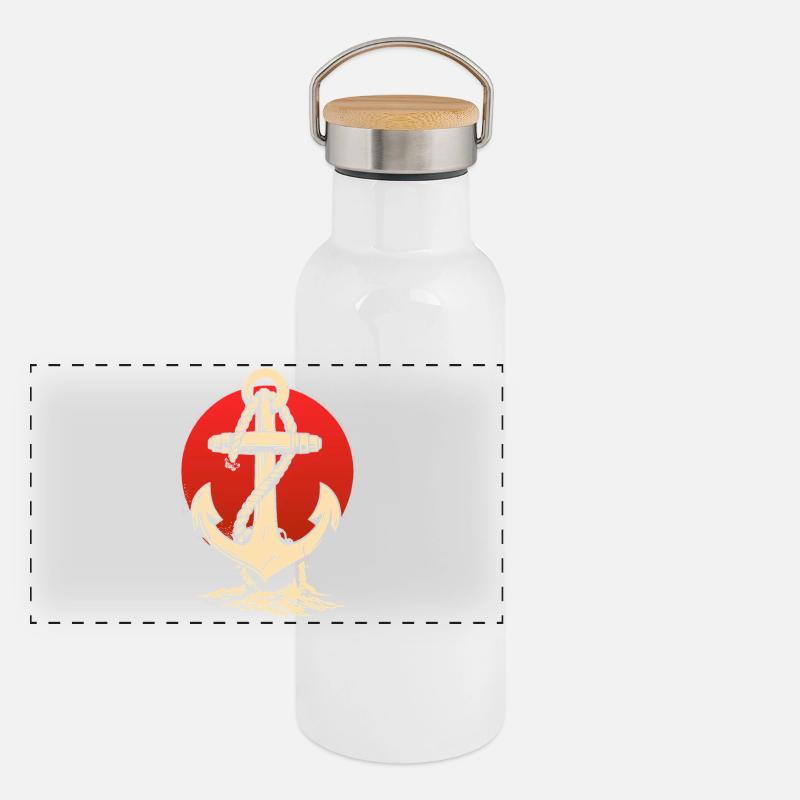 Anchor and Sun Panorama Thermosflasche mit Bambusdeckel
