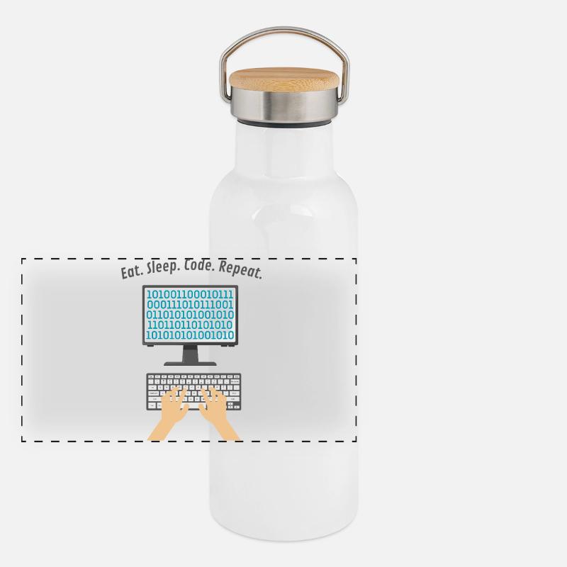 Programmierer-Produkte Panorama Thermosflasche mit Bambusdeckel