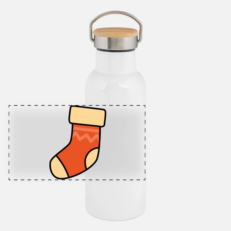 Chaussette orange adaptée à Noël Gourde isotherme avec bouchon en bambou