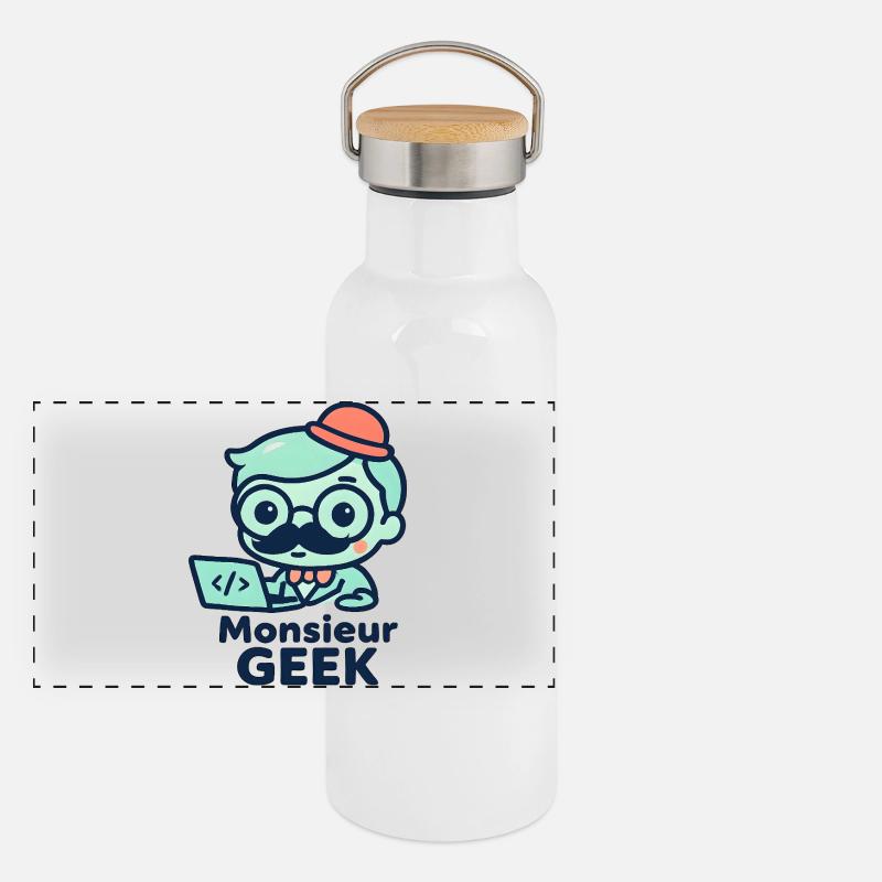 Monsieur Geek Codeur Chic Gourde isotherme avec bouchon en bambou