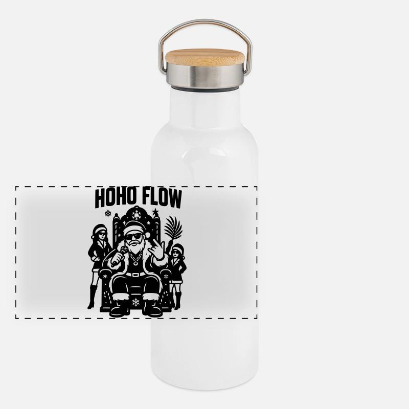 Santa Ho Ho Flow Rap Panoramic Thermal Bottle with Bamboo Lid