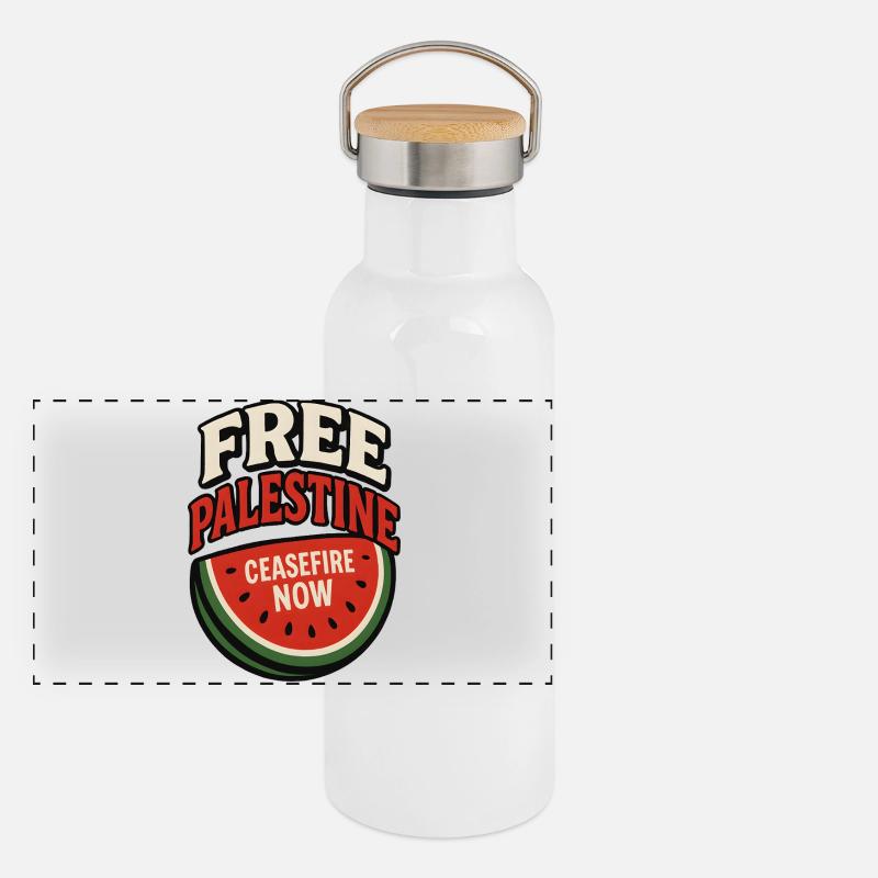 Paix Palestine Cessez le Feu Pastèque Gourde isotherme avec bouchon en bambou