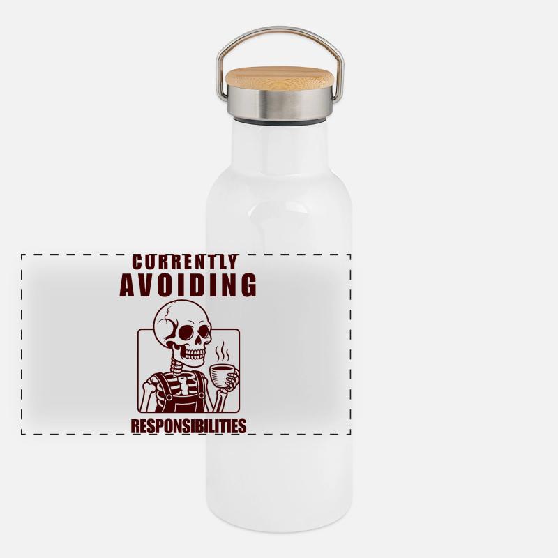 Skeleton Avoiding Responsibilities Design Panorama Thermosflasche mit Bambusdeckel